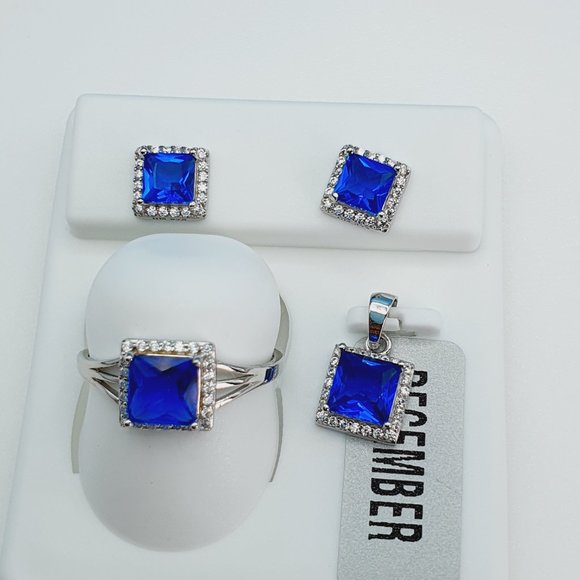 "925 Sterling Silver Cubic Zircon Birthstone Jewelry Set, UU1P7A7072 - Picture 7 of 8